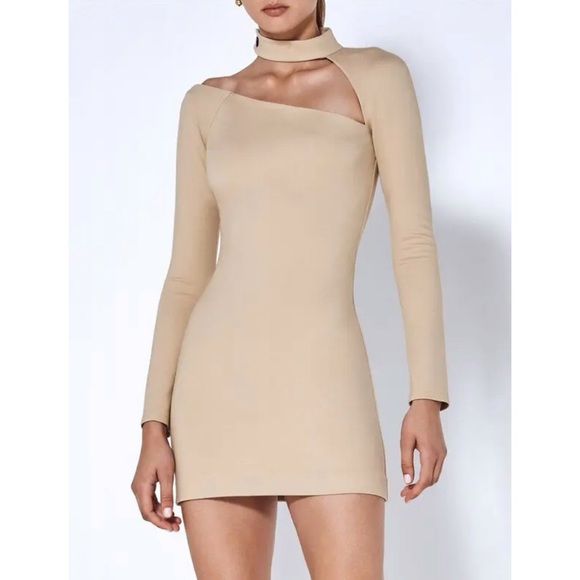Alexis Revolve NWT Ambrose Cut Out Mini Dress in Neutral ‘Sand’ Tan size Medium - Picture 2 of 10